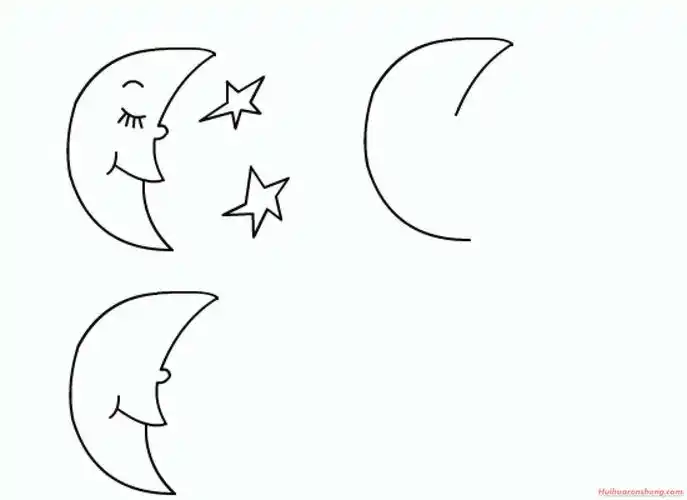 幼儿简笔画月亮moon分步骤画法