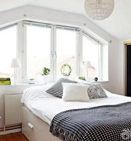 卧室床头背景墙窗户设计效果图