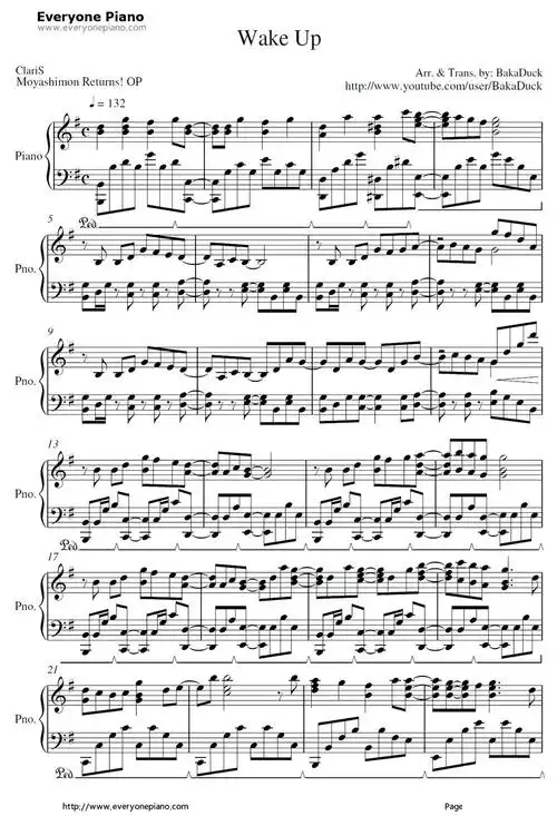 wake up钢琴谱-claris-萌菌物语returnsop简谱 - 曲谱歌词网