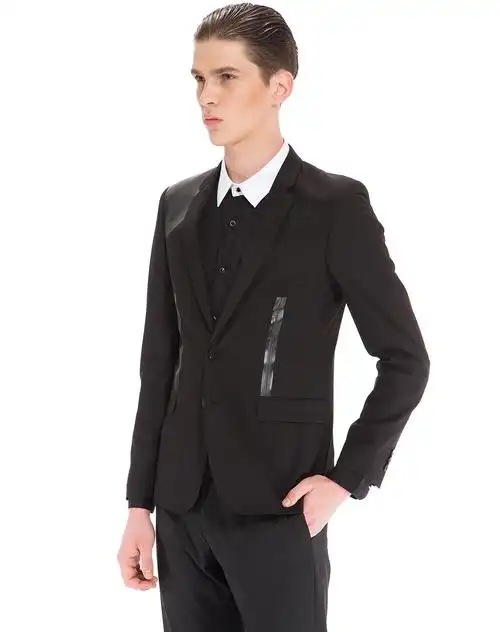 黑色长袖西装 英伦风显高修腰