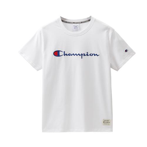 champion 冠军夏季草写logo刺绣棉运动t恤男士情侣短袖圆领潮牌