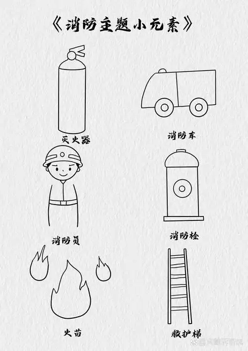 消防主题简笔画 跟着步骤一起画画吧