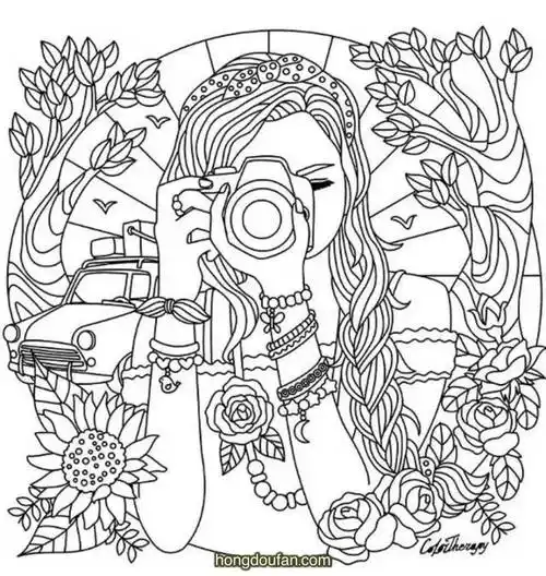 10张童话中的唯美精灵公主填色图片免费下载-红豆饭小学生简笔画大全