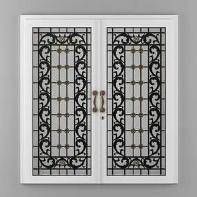 双开门阳台门免费3d模型