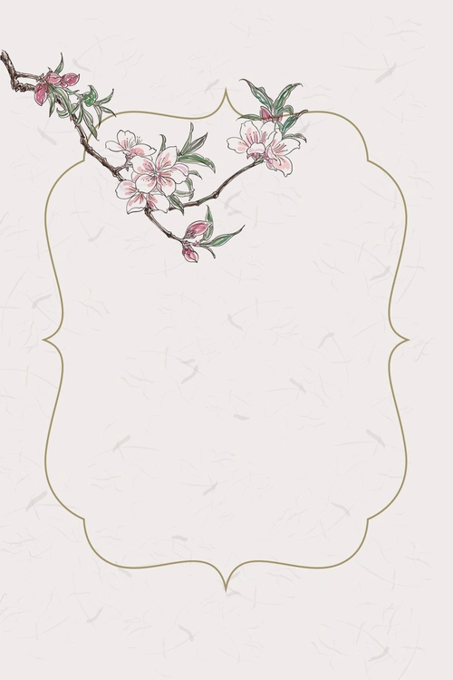矢量文艺古风边框花卉背景 (1)