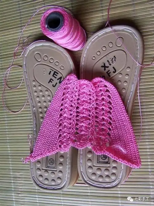 23张图片教你学会钩针编织空心线凉拖,炎热的夏天也能让脚凉凉的