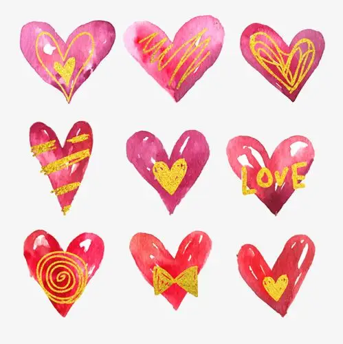 手绘红色爱心矢量素材