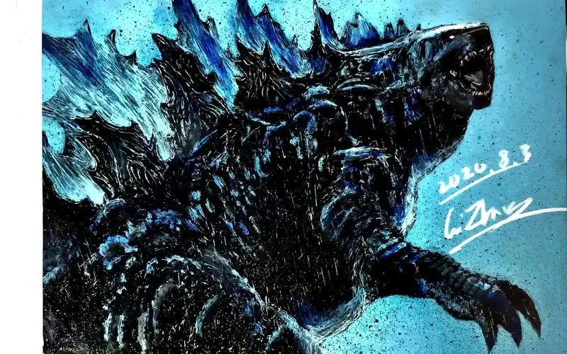 传奇哥斯拉2019的手绘!怪兽之王超级版本!