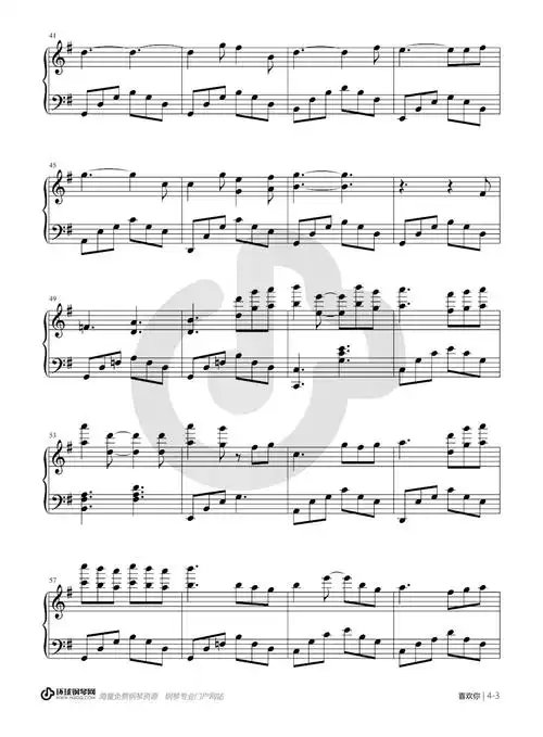 喜欢你(简易版)钢琴谱-陈洁仪喜欢你(简易版)钢琴谱-环球钢琴网