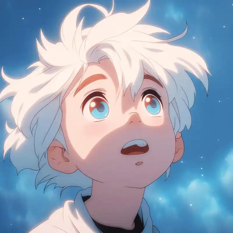 动漫男头白毛阳光少年