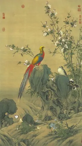 郎世宁 锦春图(绢本)