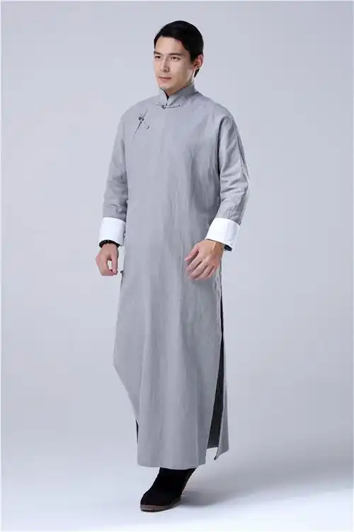 南极人(nanjiren)中式长袍男 中式长衫男长袍唐装亚麻相声长褂民国