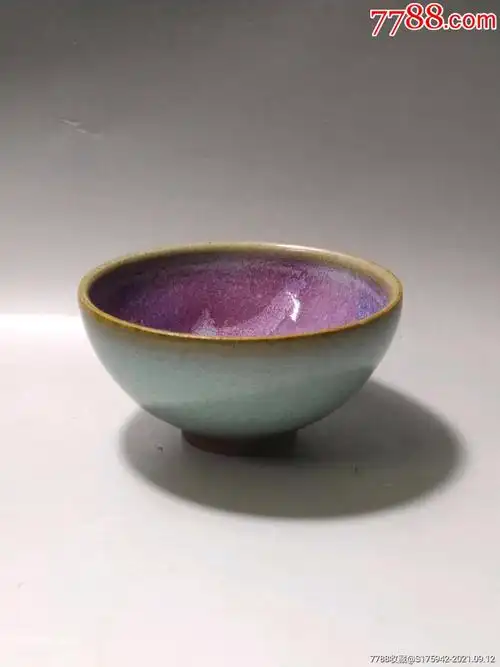 钧窑茶盏,老钧瓷