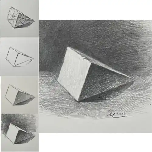 87素描几何体基础入门四棱锥体6060