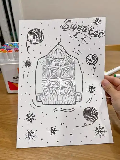 创意线描  #毛衣  #秋冬毛衣  #创意  #线描  #黑白线描  #线描画