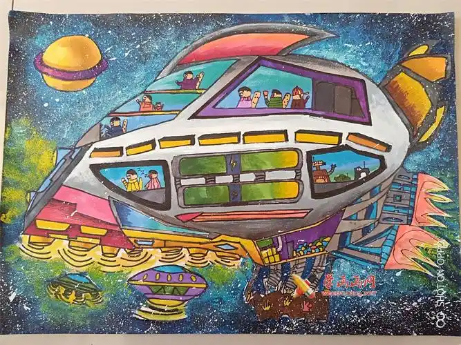 儿童画 科幻画导读:          绘画创意说明:由于人类不停的对太空