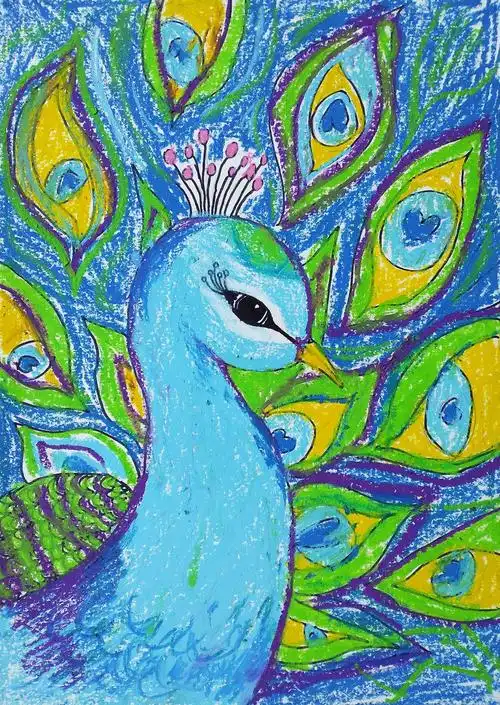 其它 孔雀 写美篇王羿茞同学今天的作品画的也是孔雀开屏的一瞬间,刚