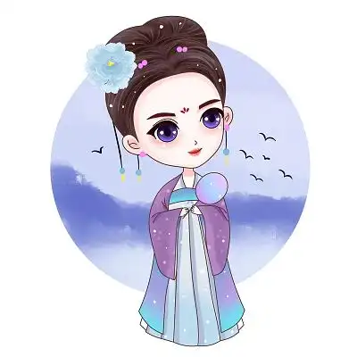 古风可爱风格古代美女人物素材原创插画海报古风女孩古风女孩古装女孩