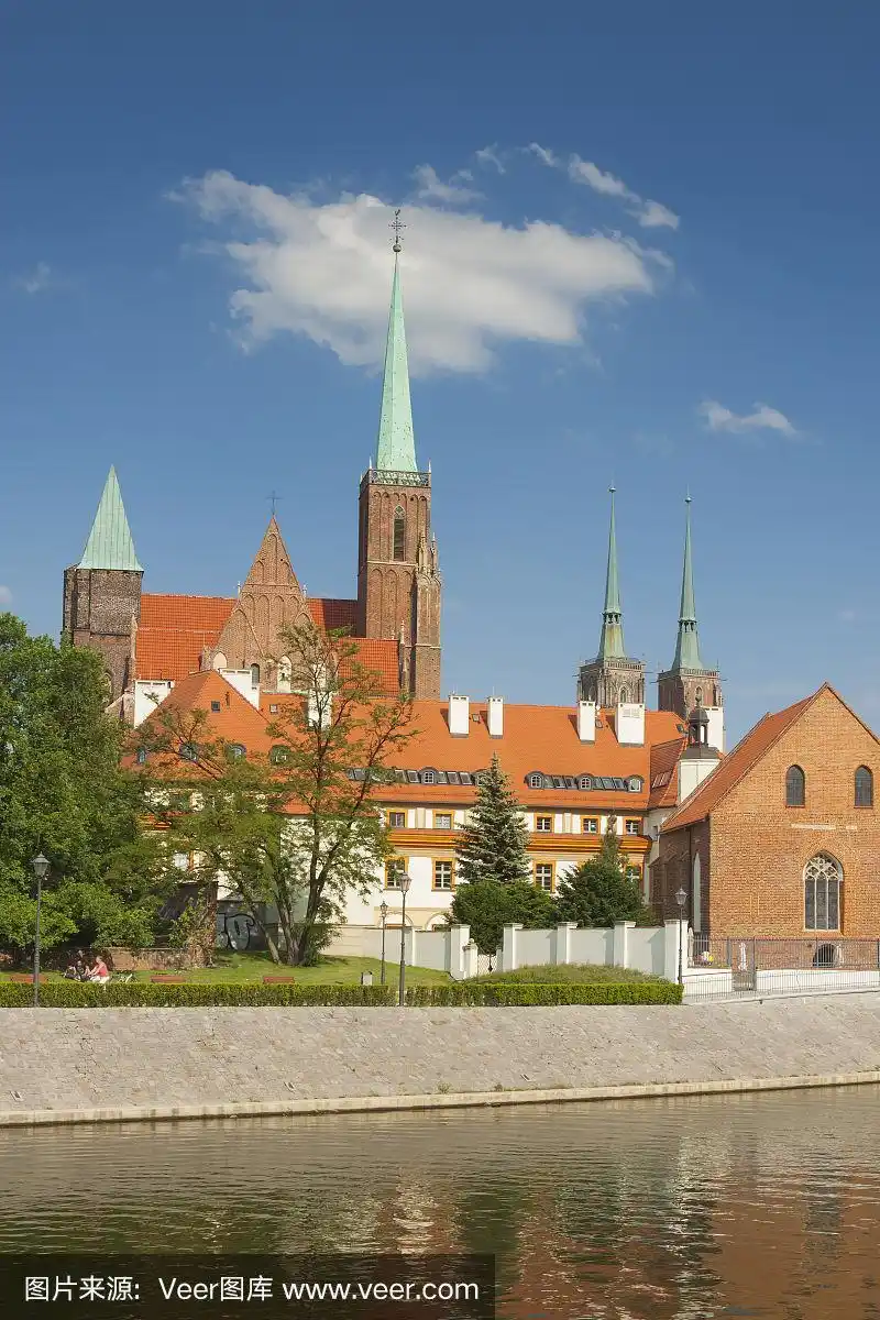 波兰,下西里西亚,弗罗茨瓦夫,圣十字学院教堂和大教堂岛的圣巴塞洛缪