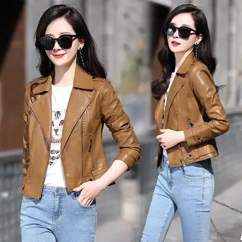 2022秋冬季小个子短款真皮皮衣收身显瘦高腰修身皮衣