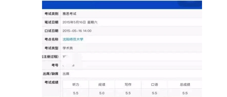 16到2016.1.23,我考了5次雅思考试,成绩从5.5上升到7.0,如图所示.
