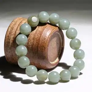 博易玉道和田玉青玉籽料手串直径13毫米圆珠手链苏工典雅优美款型