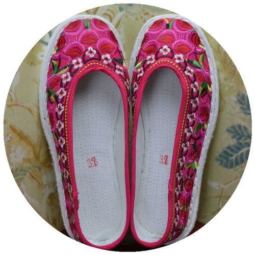 老胡同 绣花款养脚布底鞋 纯手纳鞋底手工布鞋女 男 千层底布