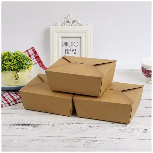 批发定制 通用一次性饭盒打包外卖包装盒 牛皮纸餐盒折叠食品纸盒