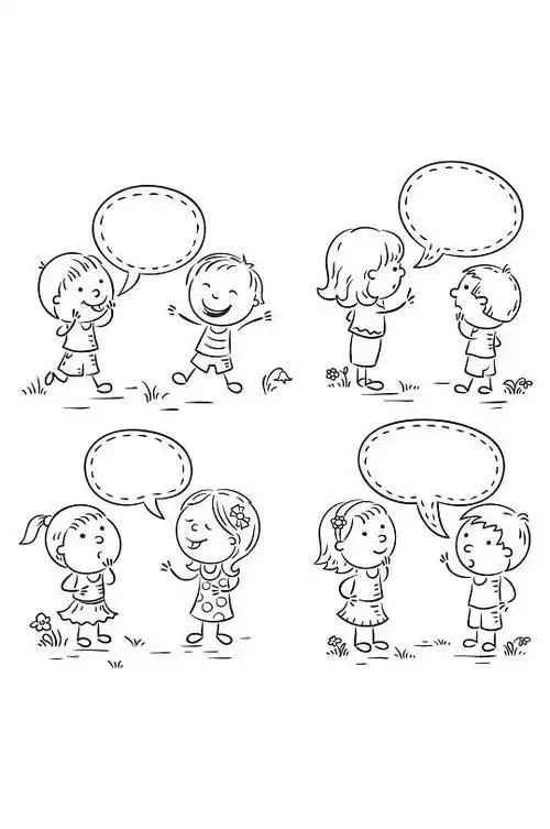 沟通的简笔画怎样画儿童简笔画两人聊天怎样画儿童简笔画两人聊天两个