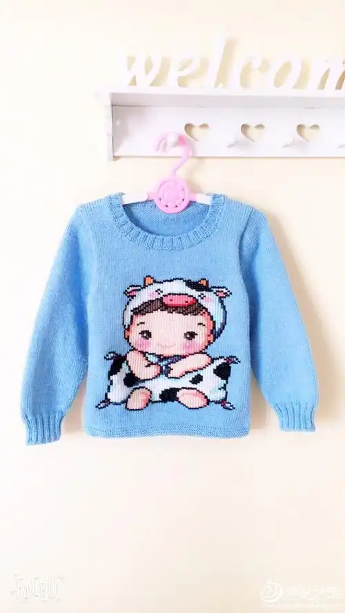 多款男女宝宝都可以穿卡通图案套头毛衣(附毛衣绣图方法)