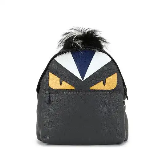 fendi(芬迪) 灰/黑皮质小怪兽男士双肩包