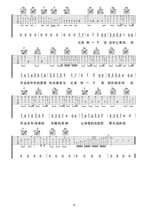 兄弟抱一下吉他谱