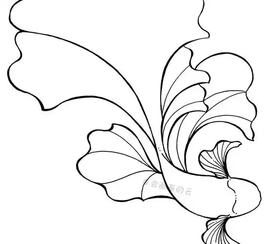 对于线条的练习也是很好的;007,金鱼尾巴上的线条画好后,稍微在金鱼