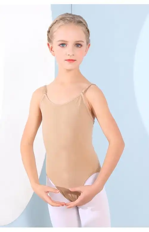 儿童舞蹈服女童吊带连体服幼儿春秋肉色打底跳舞服塑身芭蕾舞短裙服