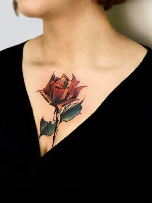 胸花玫瑰_纹身图案手稿图片_lk的纹身作品集