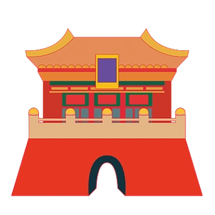 手绘中国风城楼插画童话城堡书打开书与幻想王国塔马王子和公主在宫殿