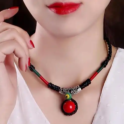 民族风棉麻绳锁骨链简约文艺复古衣服装饰项链女短款配饰品毛衣链单款