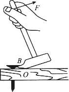 锤起钉子,支点是________点;动力是________,它是使杠杆________的力