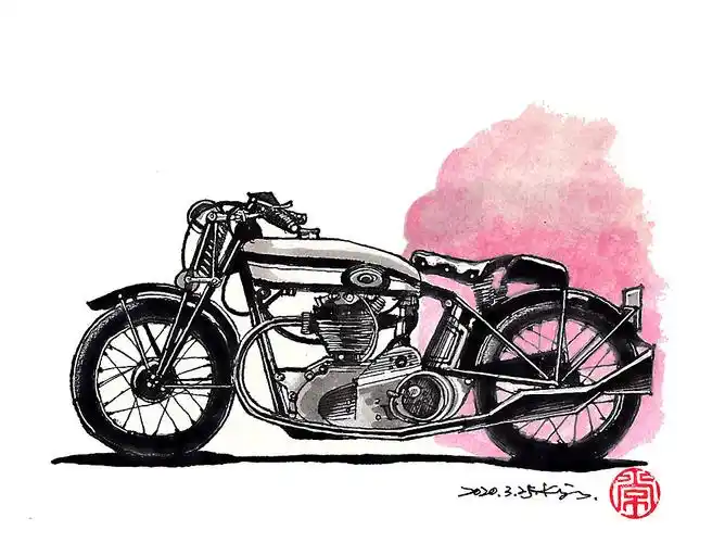 绘车丨复古摩托车|纯艺术|绘画|画设计_原创作品-站酷zcool