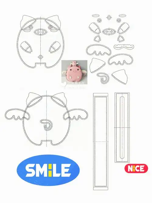 手工皮具图纸猪年年尾就来个小猪背包吧