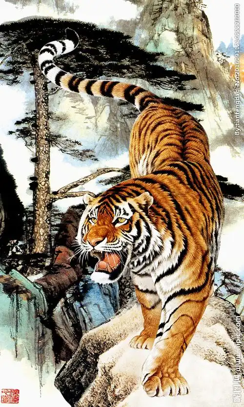 猛虎下山电视背景墙设计图__风景_psd分层素材_设计图库_昵图网