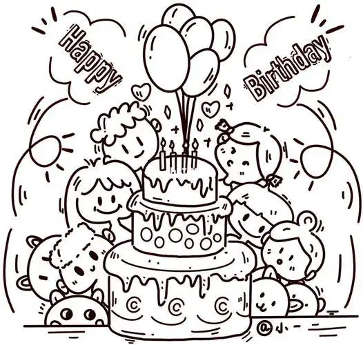 简单设计主题手抄报简笔画生日快乐的简笔画祝小朋友生日快乐的简笔画