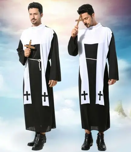 万圣节服装圣母玛利亚牧师耶稣话剧男传教士教皇神父修女十字架-tmall