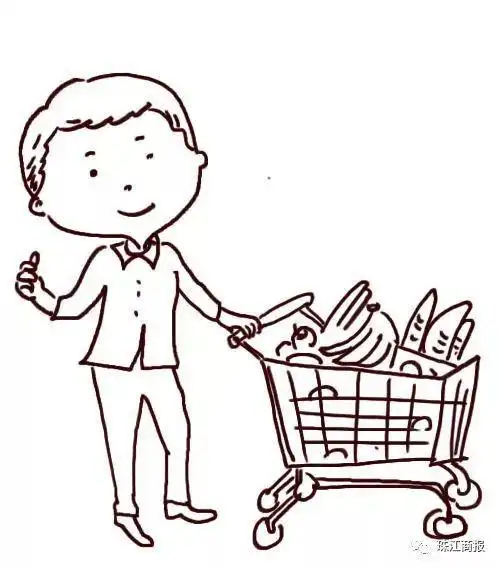 超市购买年货的简笔画