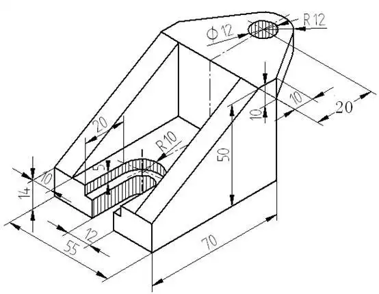 由轴测图绘制二维图100例3