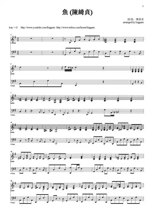 鱼(陈绮贞)钢琴谱