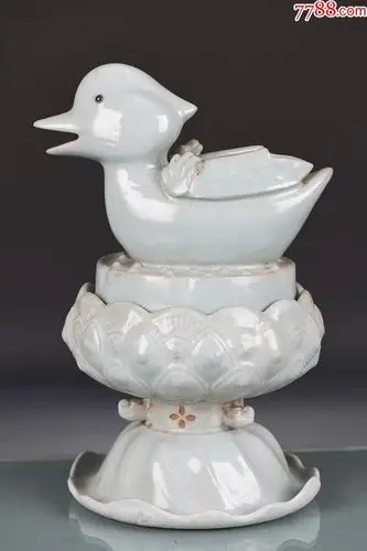 宋代宝丰清凉寺天青釉汝窑鸳鸯香炉花薰出香