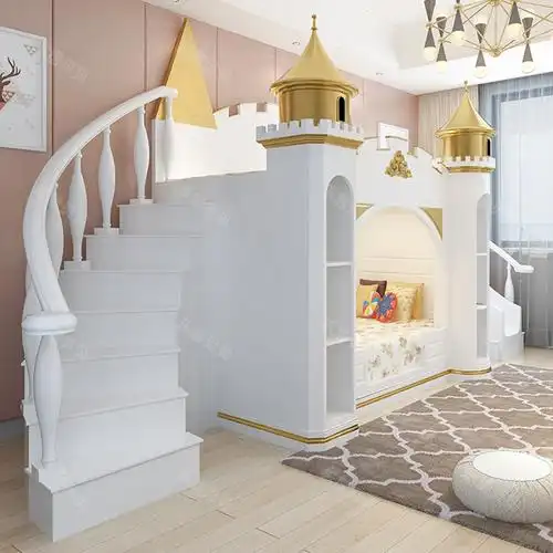 乐居贝贝定制实木轻奢滑梯城堡堡公主床上上下上下床儿童床