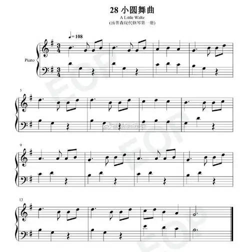钢琴谱双手简谱双版本汤普森现代钢琴第一册小圆舞曲