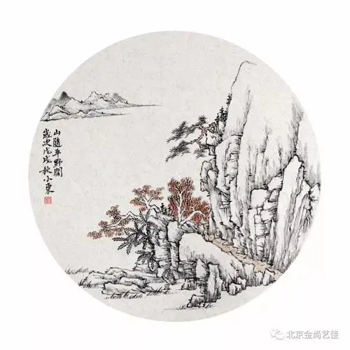 金尚艺佳vip会员61中秋月正圆刘小东山水圆扇作品作品展